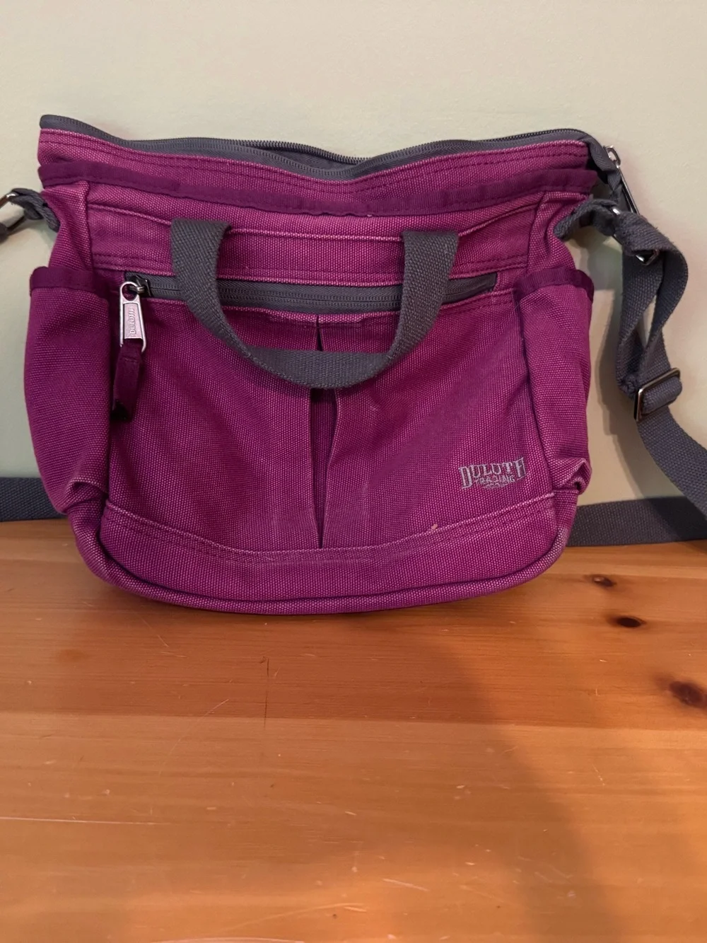 Duluth Trading Co Purple-Magenta Canvas Crossbody Bag